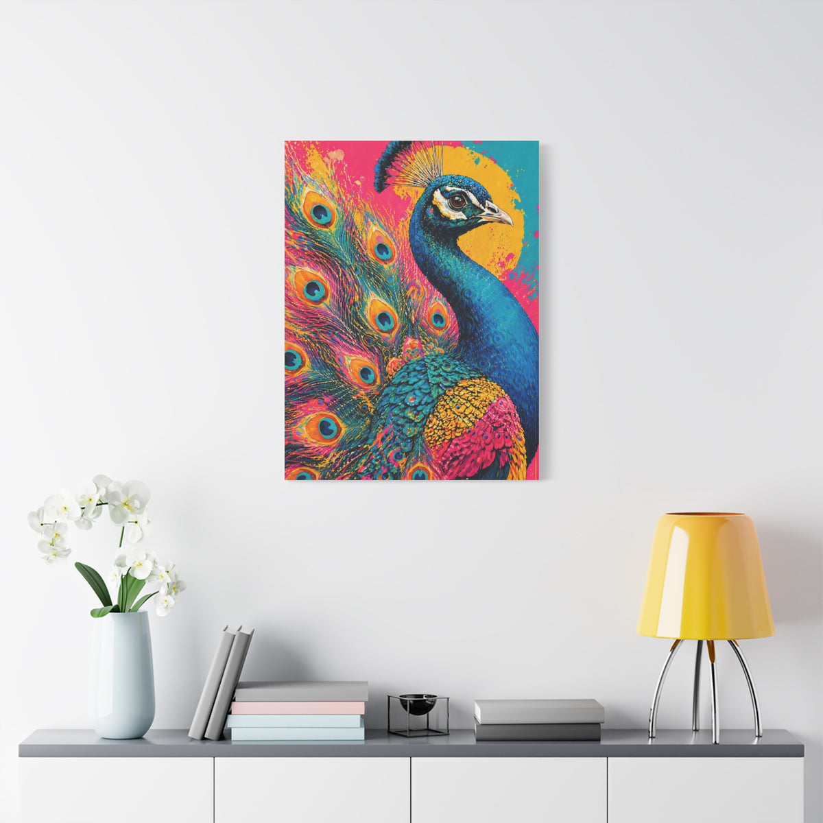 Vibrant Pop Art Peacock Statement Wall Art & Canvas Print