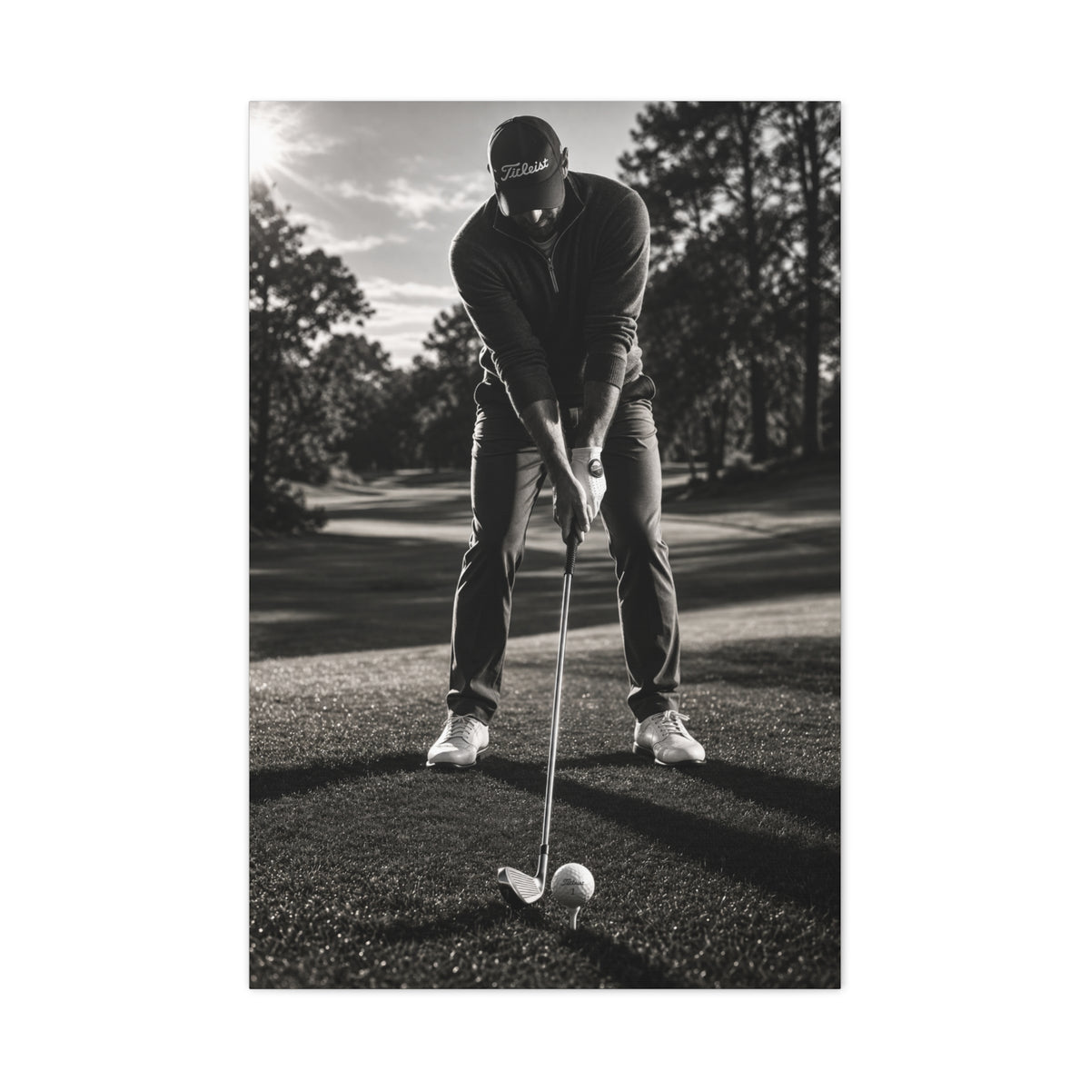 Black and White Golf Grip Portrait Wall Art & Canvas Print