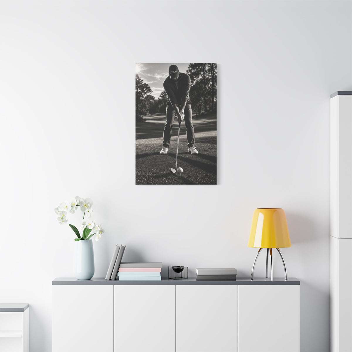 Black and White Golf Grip Portrait Wall Art & Canvas Print