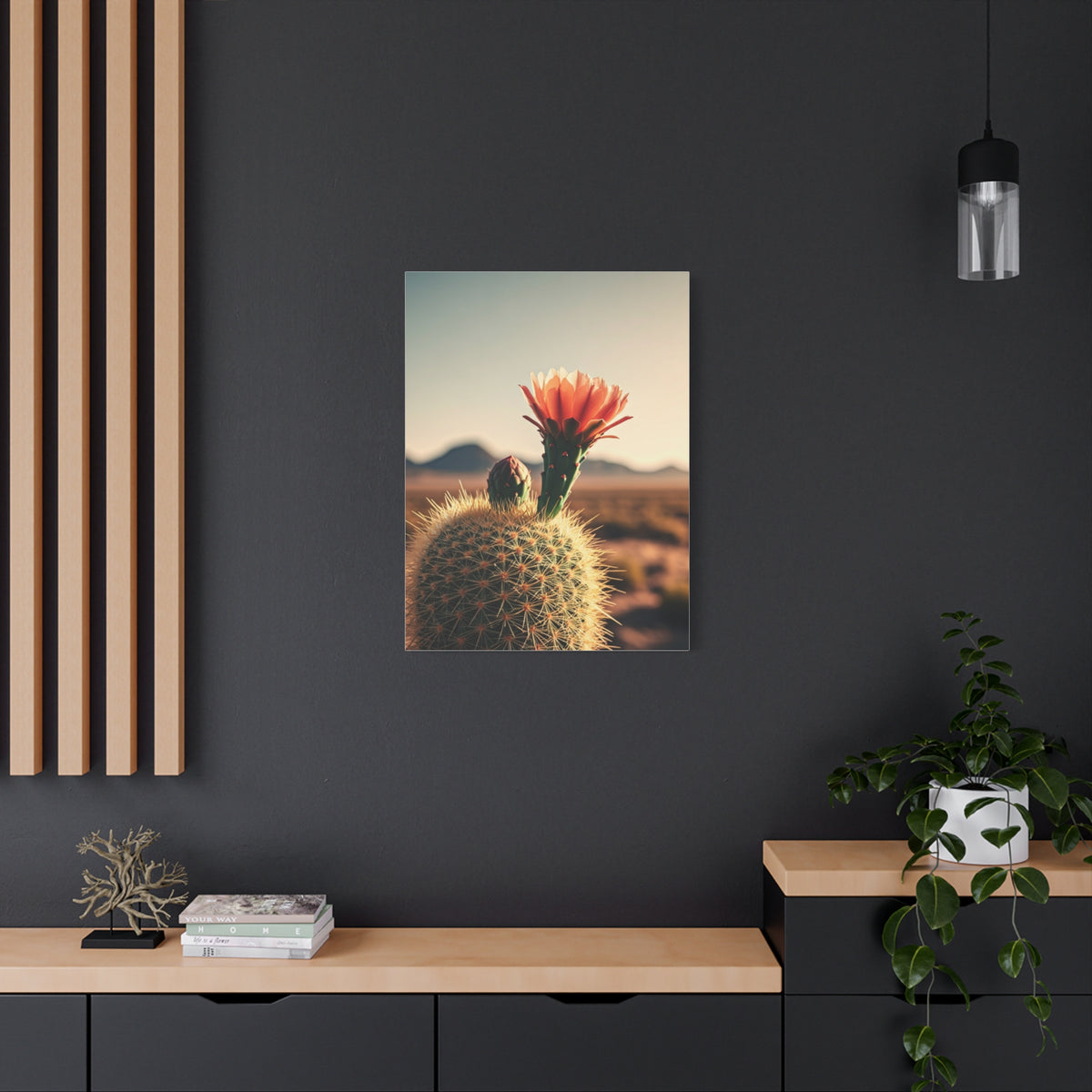 Golden Hour Desert Cactus Blossom Wall Art & Canvas Prints