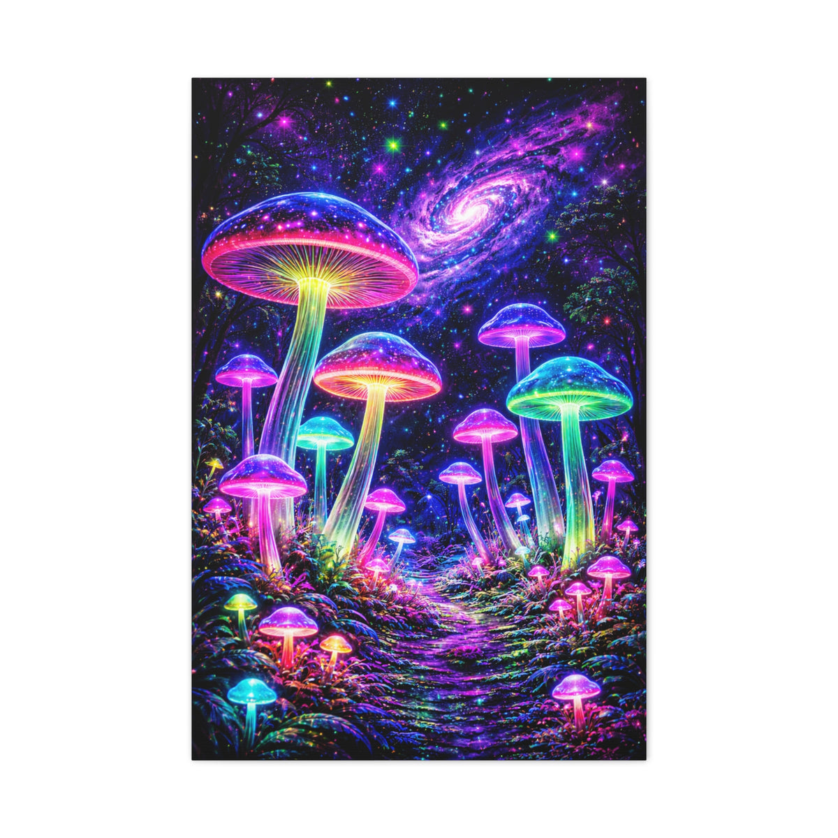 UV-Reactive Psychedelic Mushroom Forest Wall Art & Canvas Print