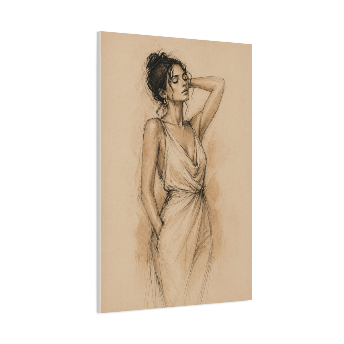 Elegant Charcoal Figure Study Wall Art & Canvas Print