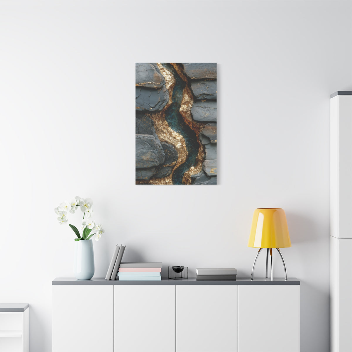Black and Gold Abstract River Texture Wall Art & Canvas Print