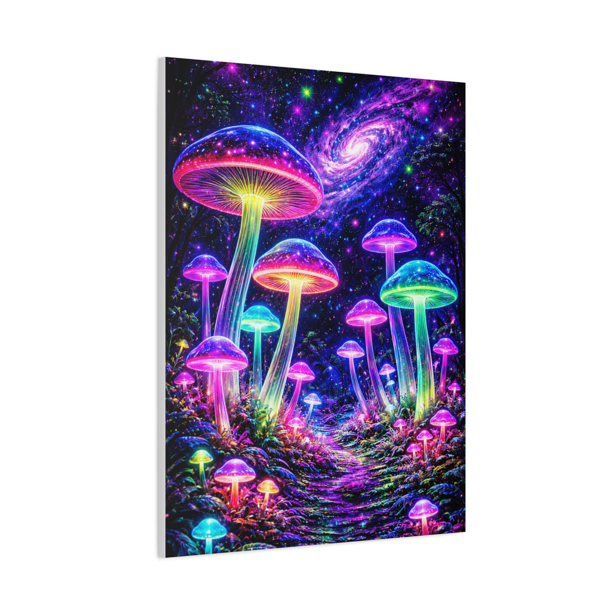 UV-Reactive Psychedelic Mushroom Forest Wall Art & Canvas Print