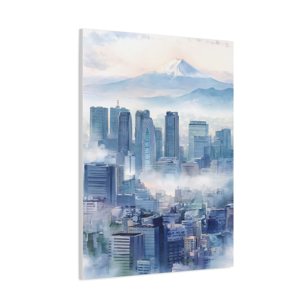 Tokyo Skyline Morning Mist With Mount Fuji Wall Art & Canvas Print