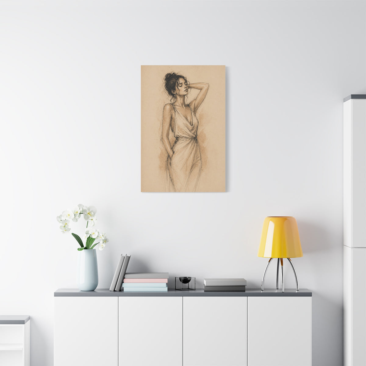 Elegant Charcoal Figure Study Wall Art & Canvas Print