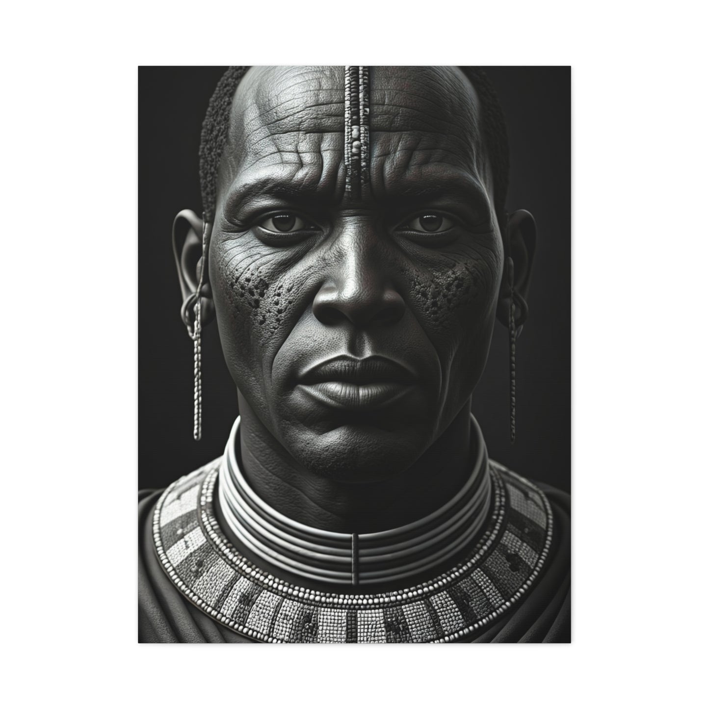 Tribal Elder with Ornamental Collar Wall Art & Canvas Prints