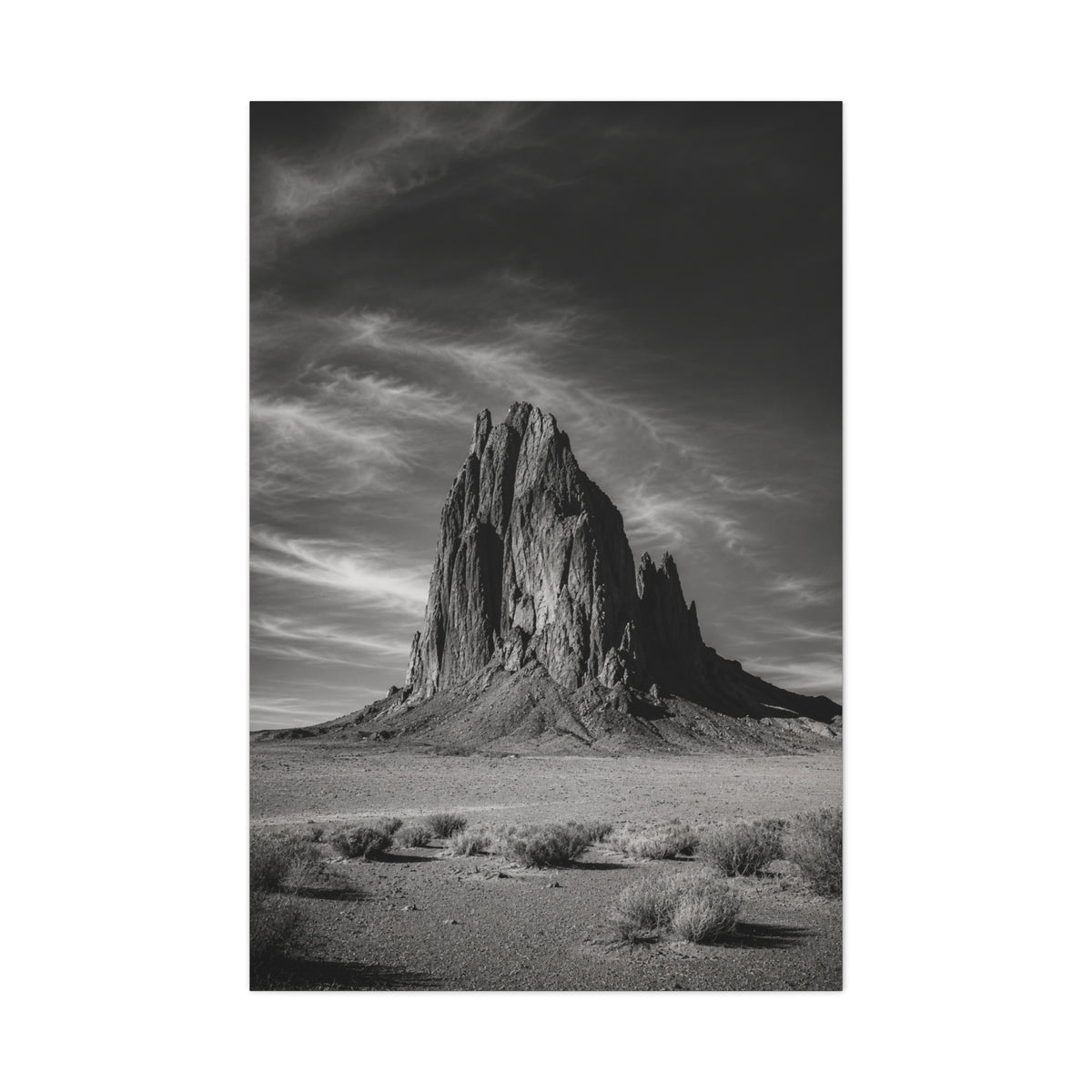 Desert Monolith Black and White Southwest Wall Art & Canvas Print