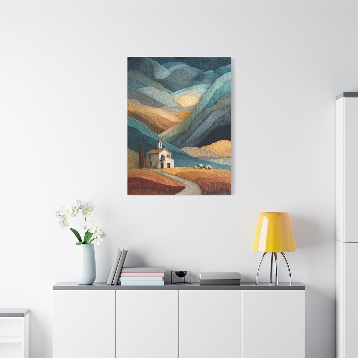 Abstract Farmhouse Landscape Composition Wall Art & Canvas Print