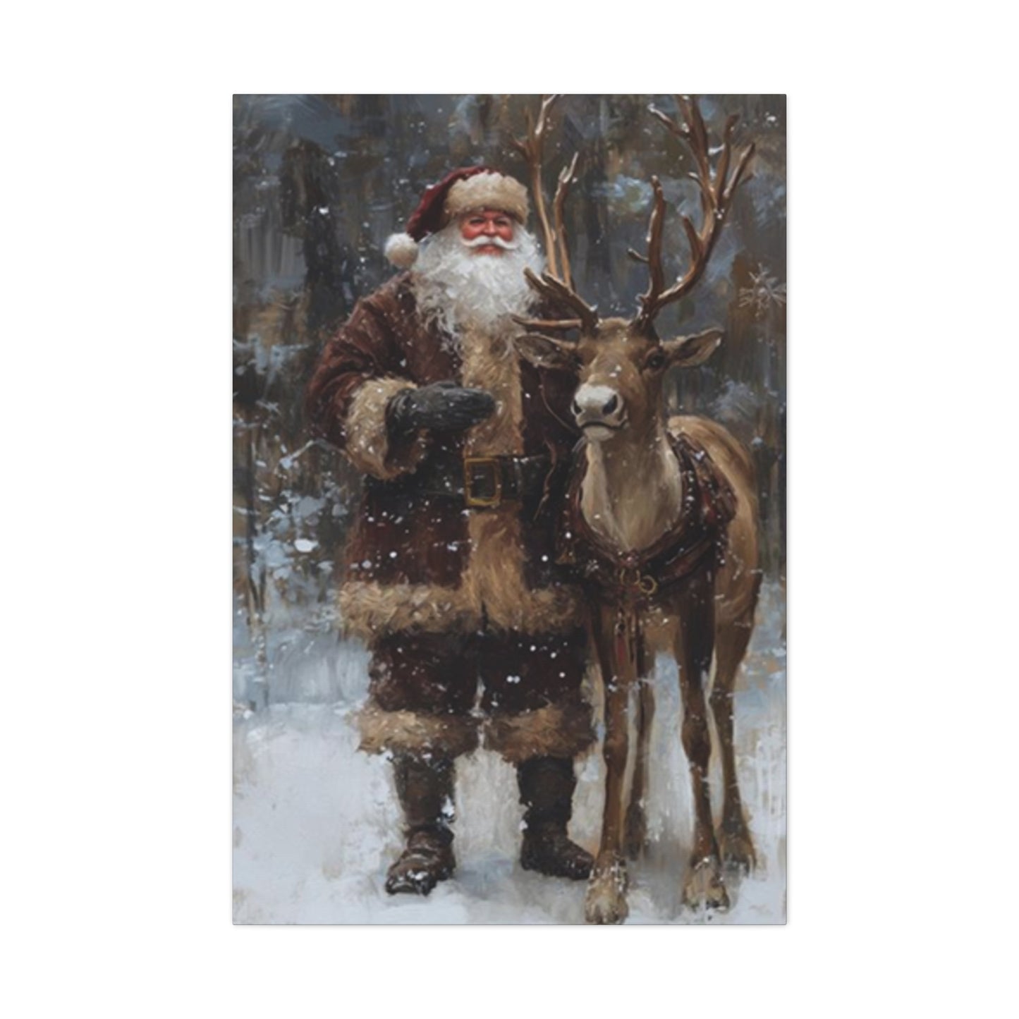 Santa Claus And Reindeer Photo Wall Art & Canvas Prints