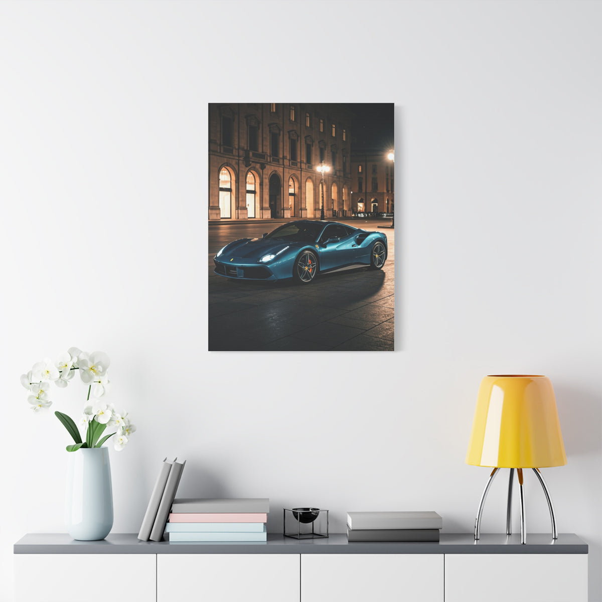 Ferrari 488 GTB Night City Square Wall Art & Canvas Prints