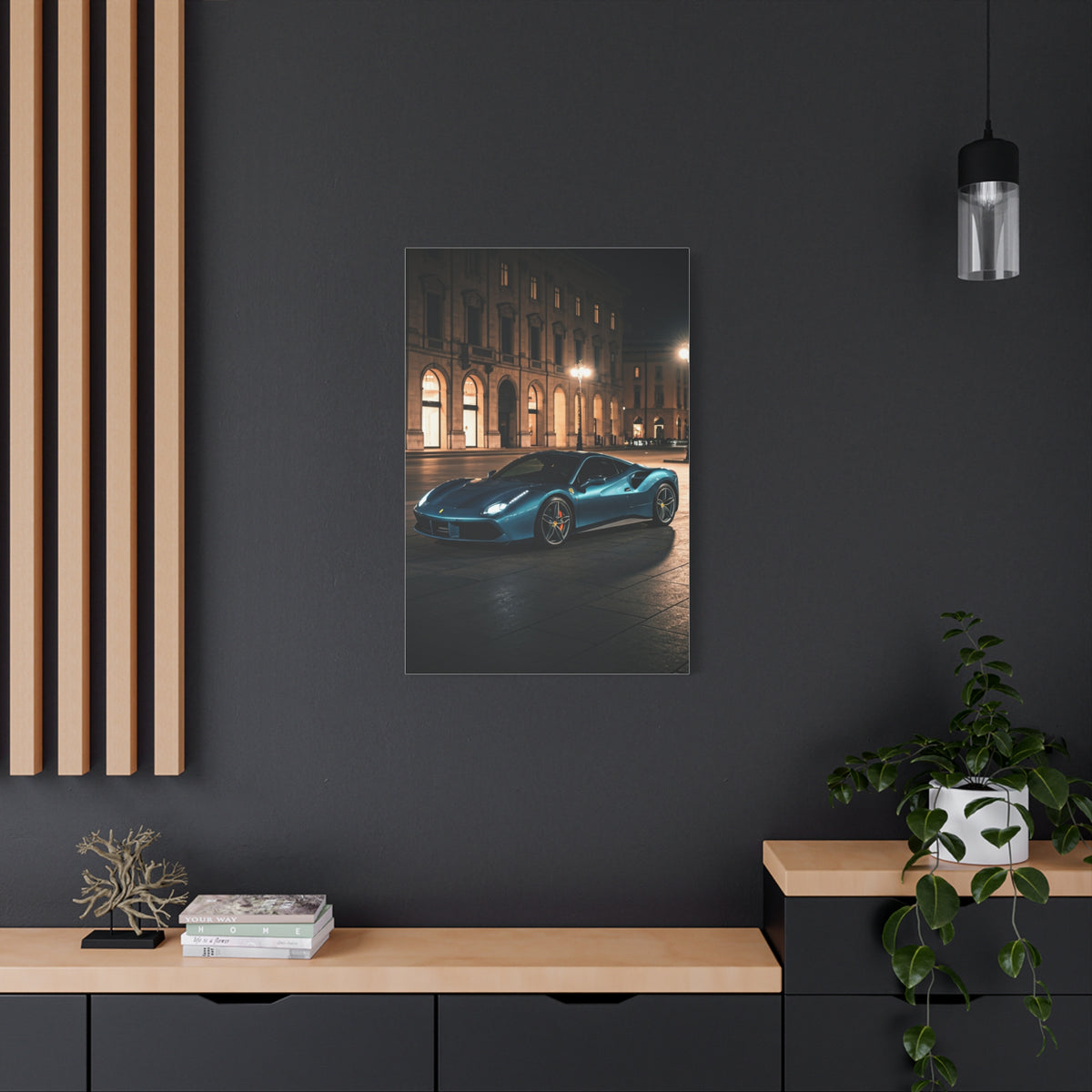 Ferrari 488 GTB Night City Square Wall Art & Canvas Prints