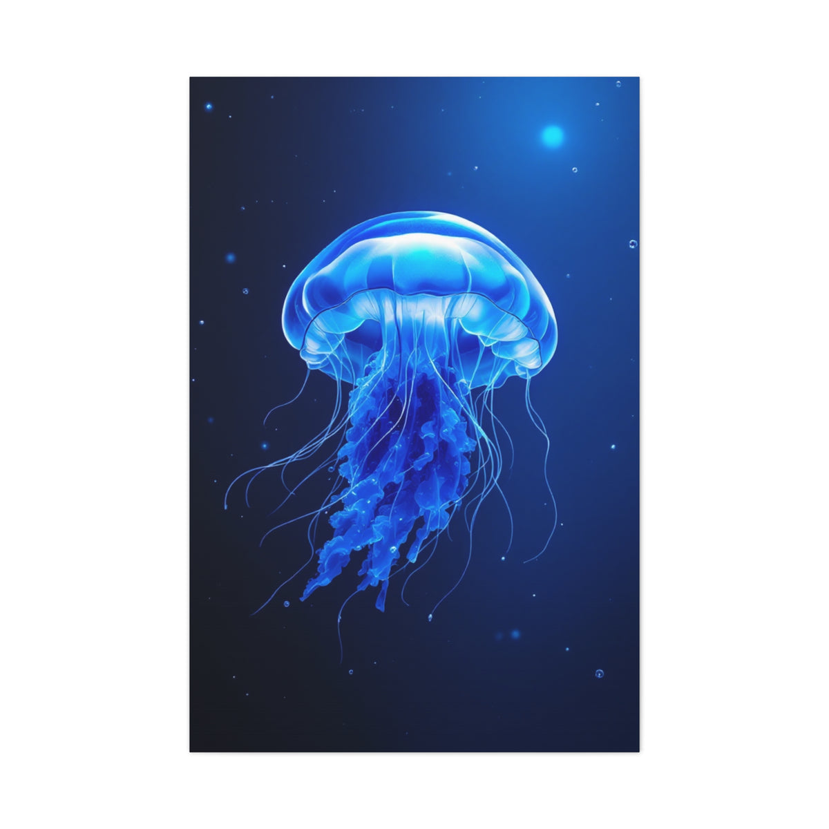 Glowing Jellyfish in Midnight Blue Waters Wall Art & Canvas Prints