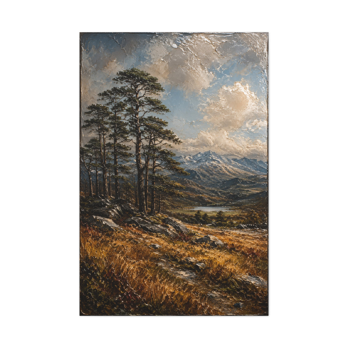 Mountain Pine Landscape Oil Painting Trees Wall Art & Canvas Print
