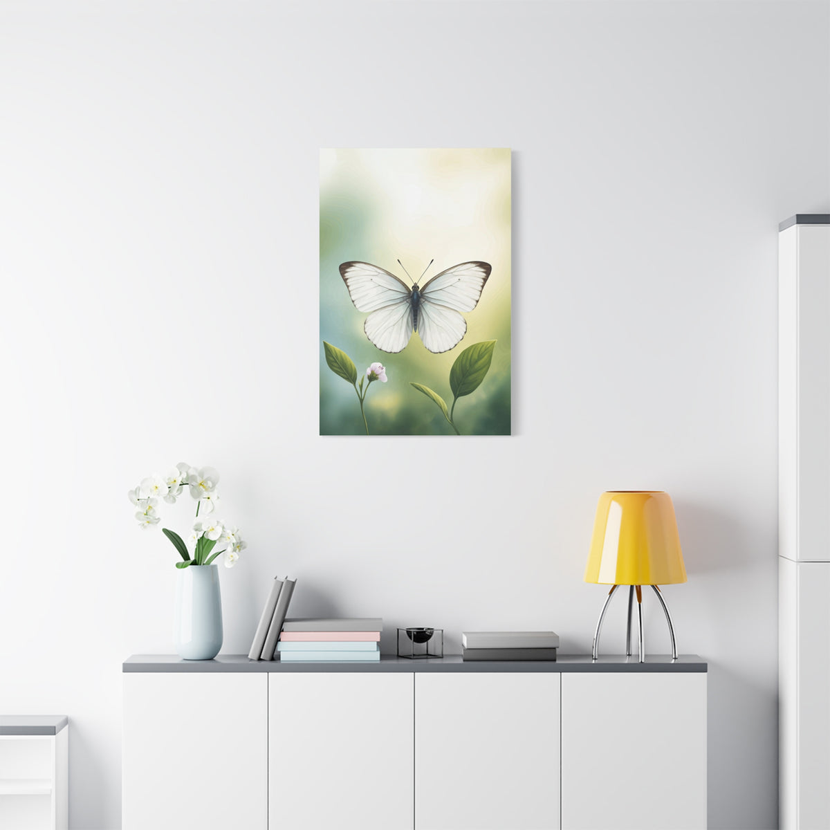 White Butterfly Botanical Serenity Wall Art & Canvas Prints