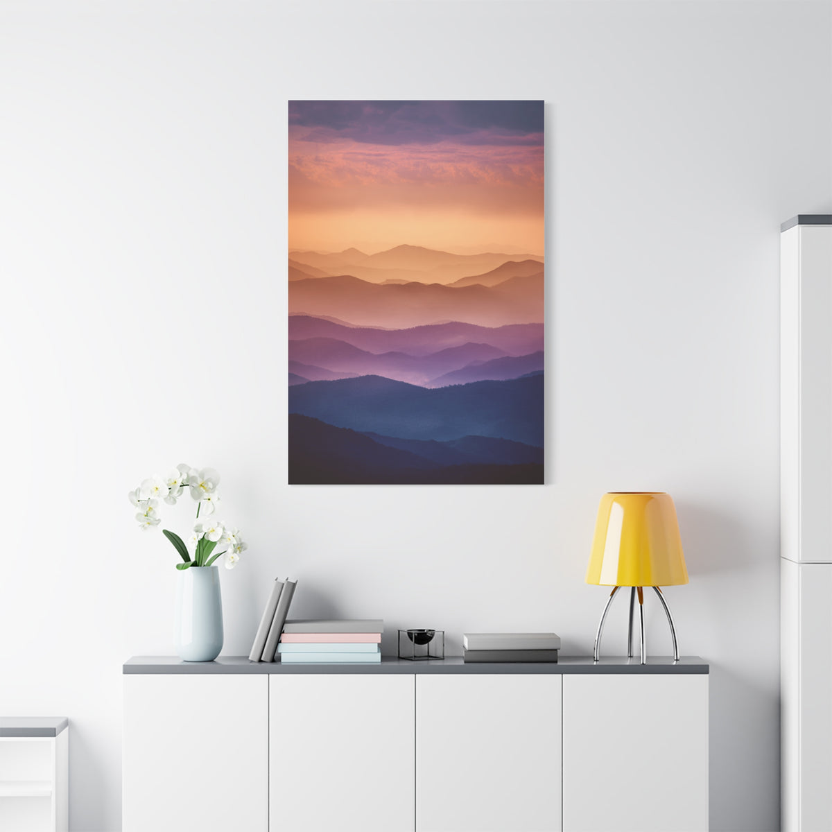 Layered Sunset Mountain Landscape Wall Art & Canvas Print