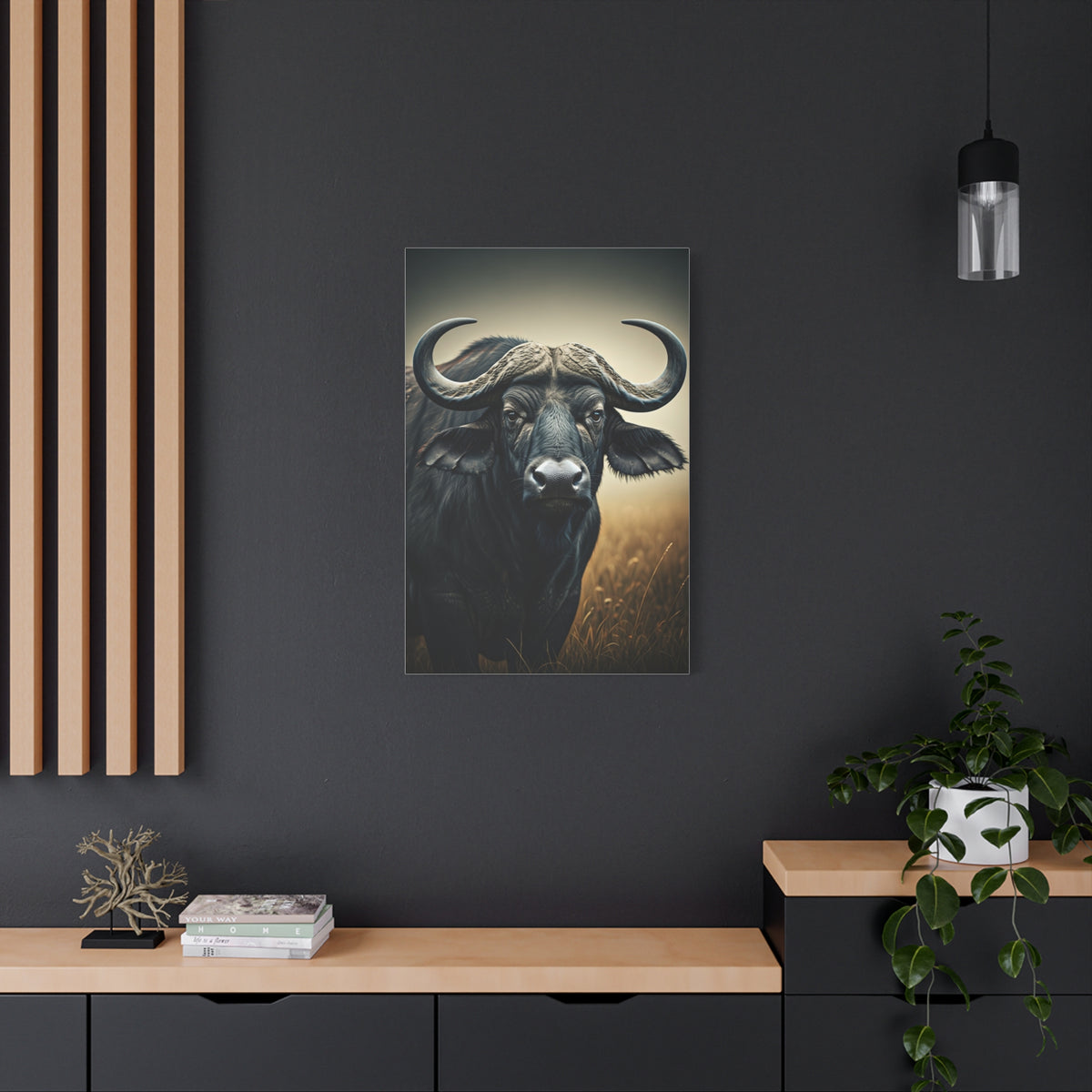 Cinematic Water Buffalo with Soft Golden Prairie Light Wall Art & Canvas Print