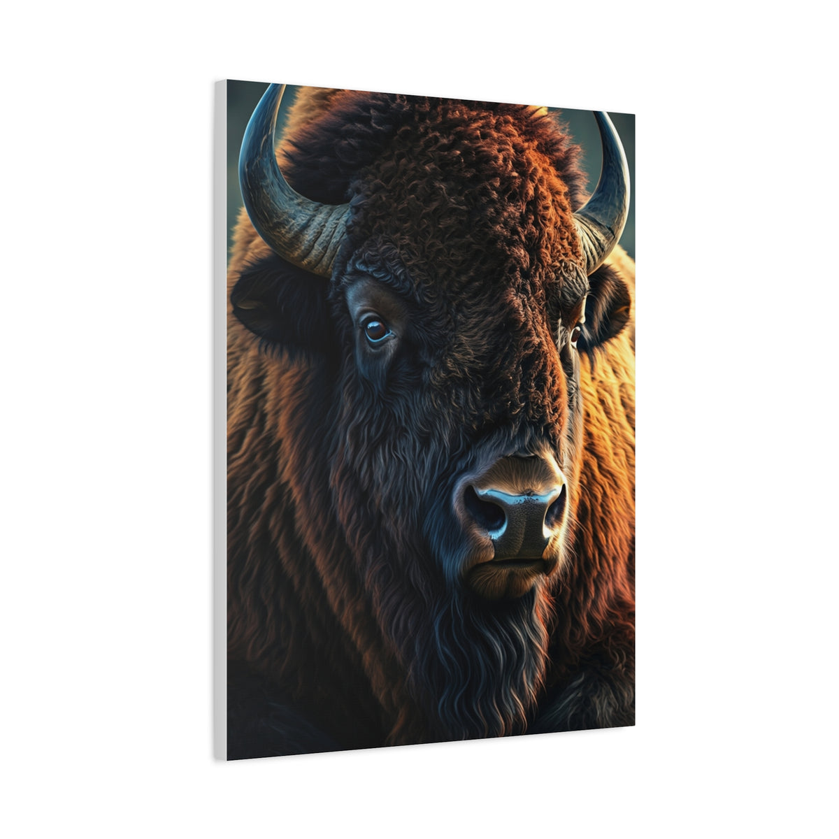 Cinematic Three-Quarter Angle American Bison Portrait Wall Art & Canvas Print