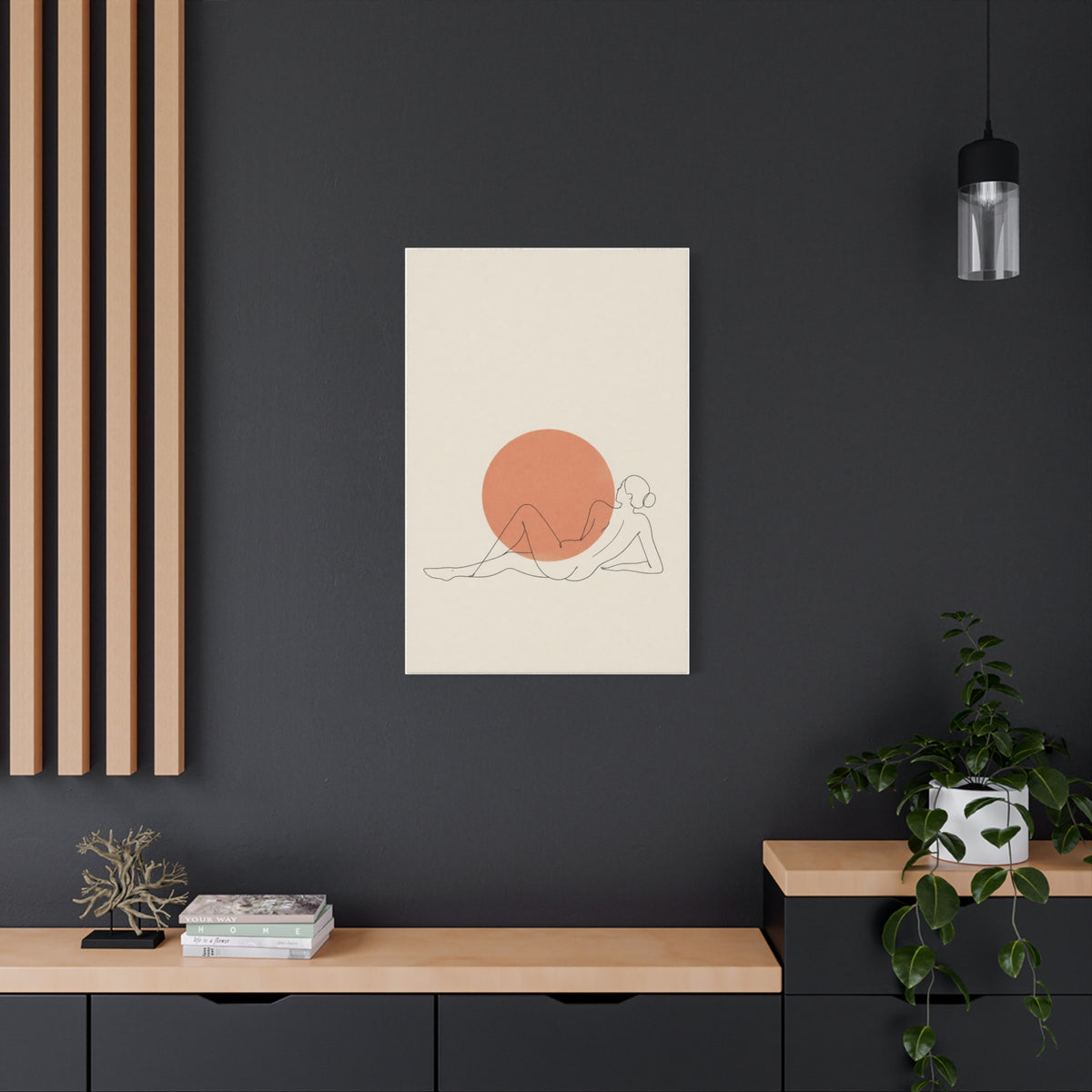 Reclining Line Figure Sun Composition Wall Art & Canvas Print