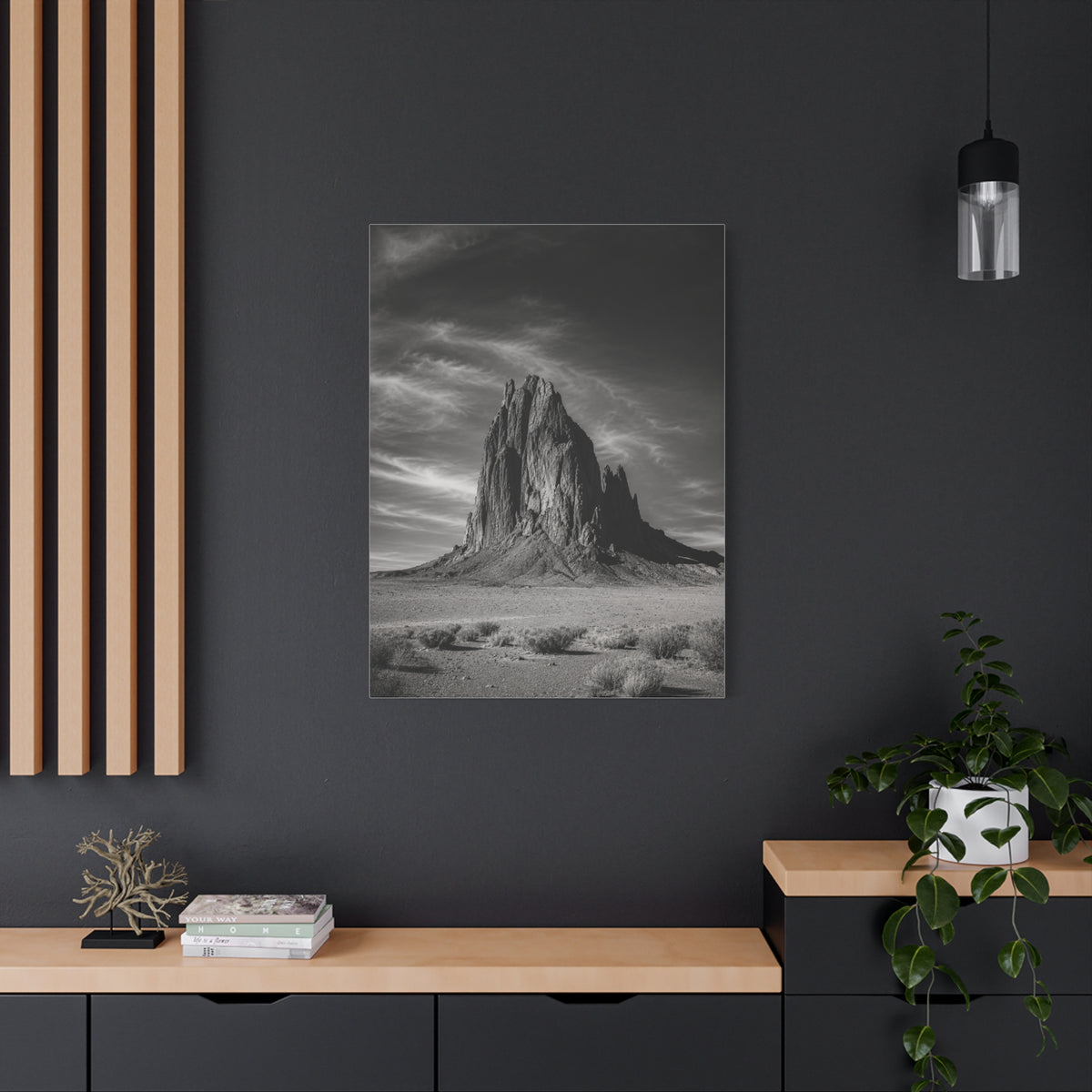 Desert Monolith Black and White Southwest Wall Art & Canvas Print
