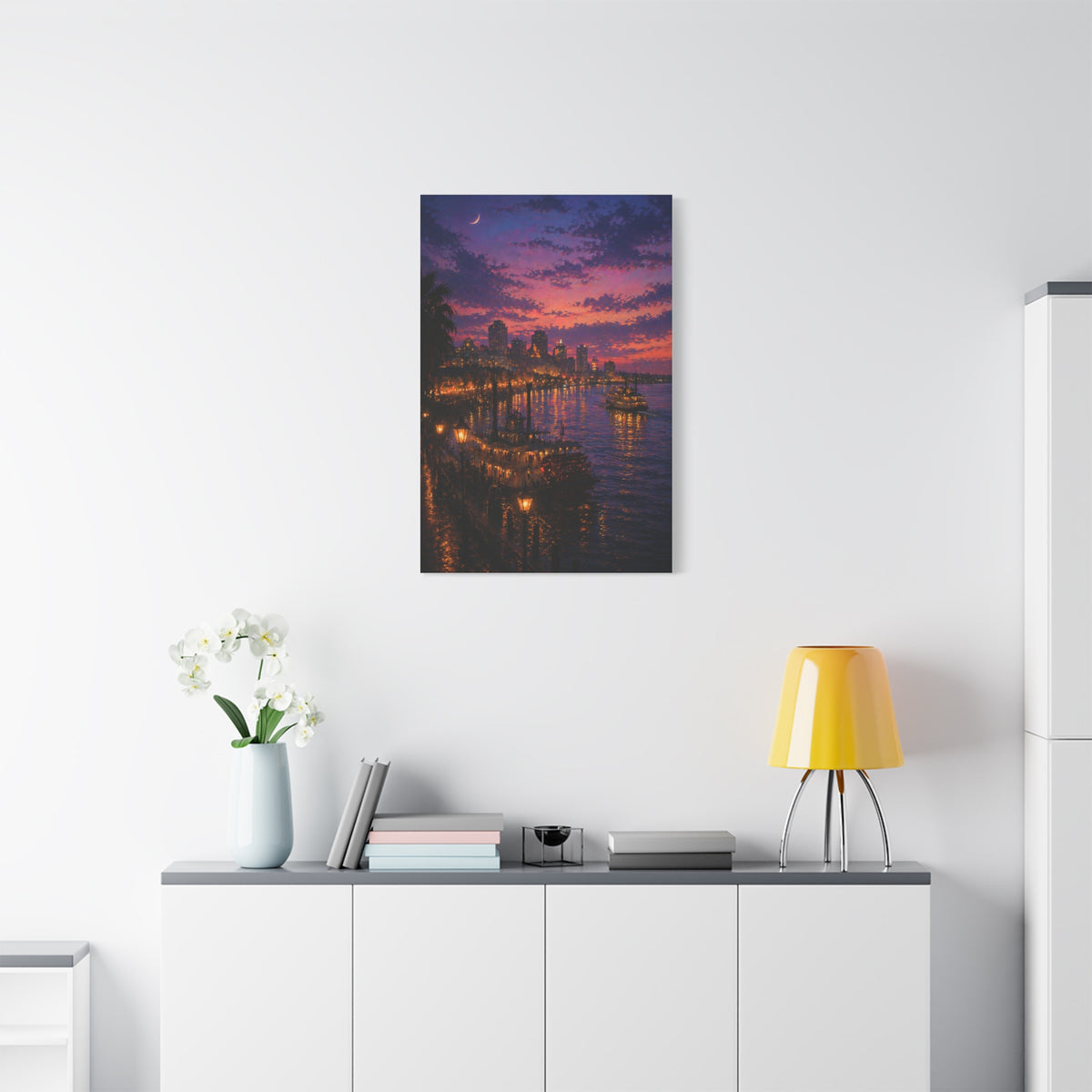 Mississippi River Twilight Cityscape Wall Art & Canvas Print