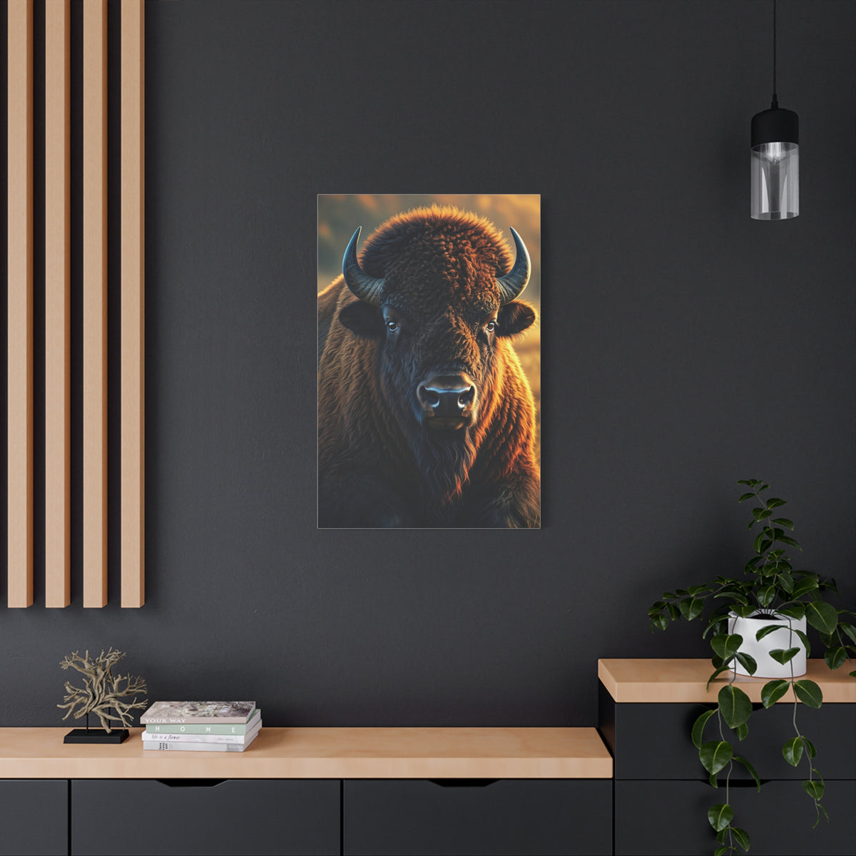 Warm Copper-Toned American Bison Portrait Wall Art & Canvas Print