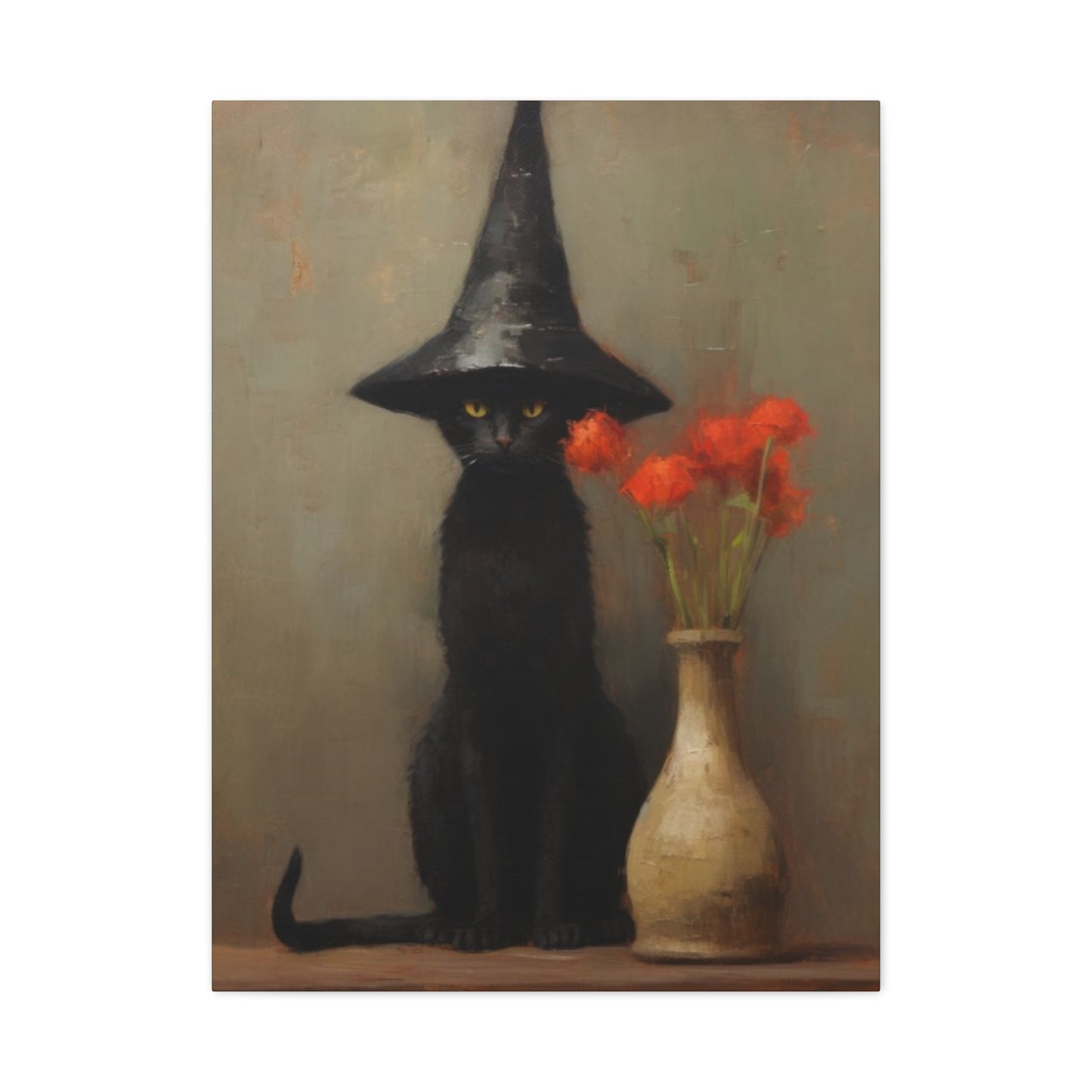 Black Cat With Hat Wall Art & Canvas Prints