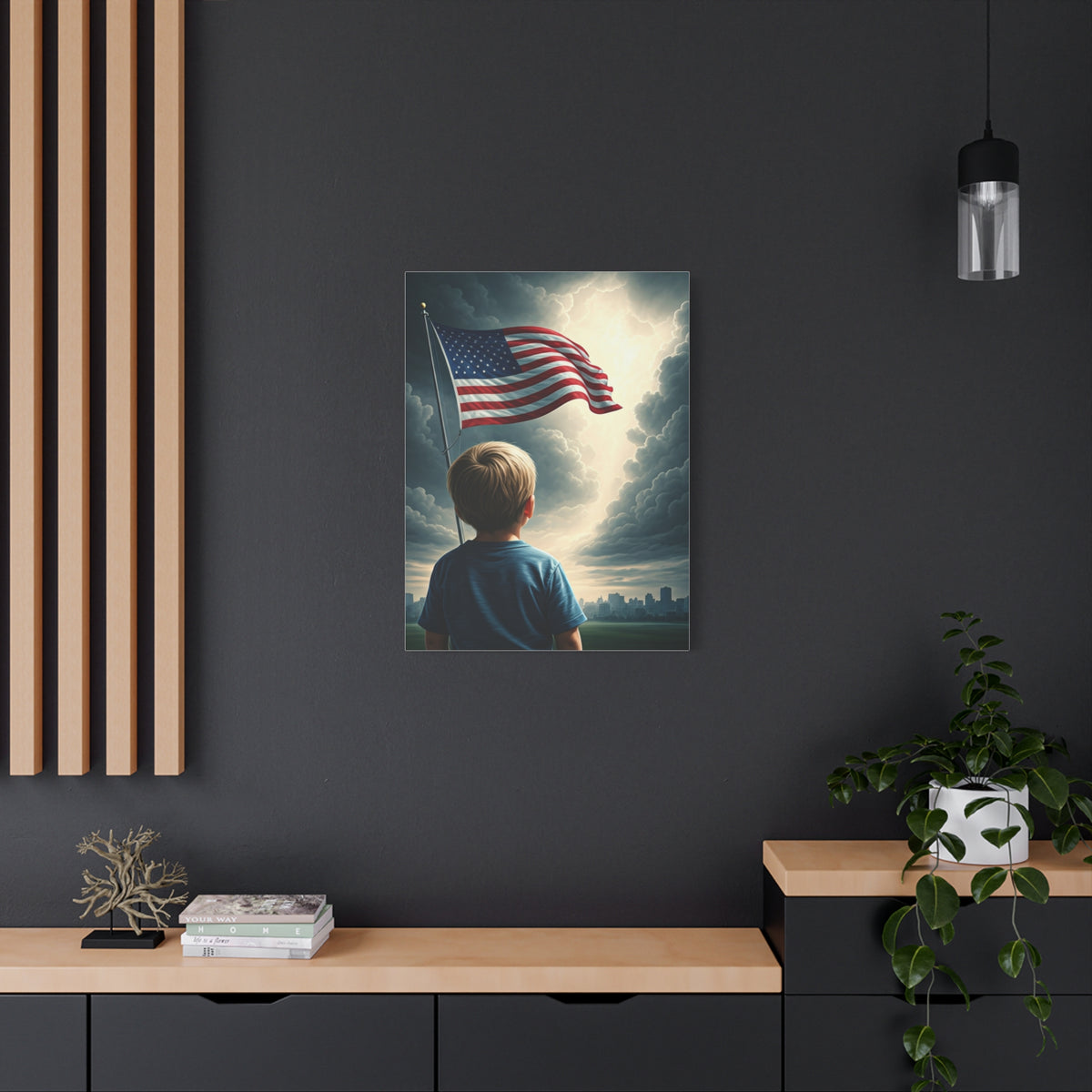 Child Watching the Flag of Tomorrow Wall Art & Canvas Prints