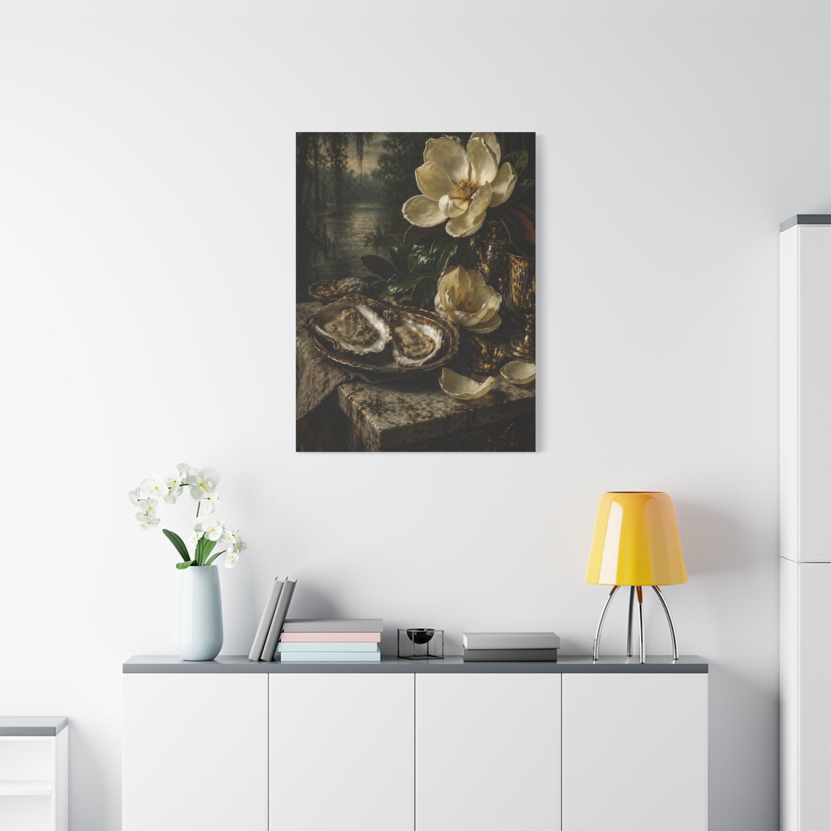 Magnolia & Oyster Still Life Elegance Wall Art & Canvas Print