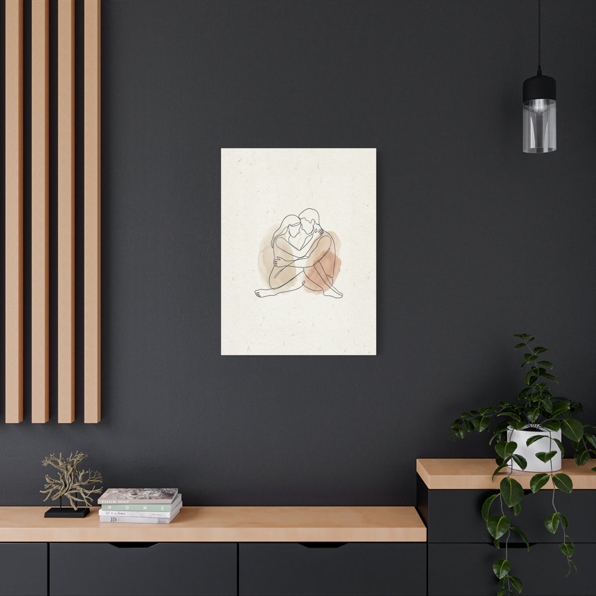 Minimal Line Art Intimate Embrace Wall Art & Canvas Print