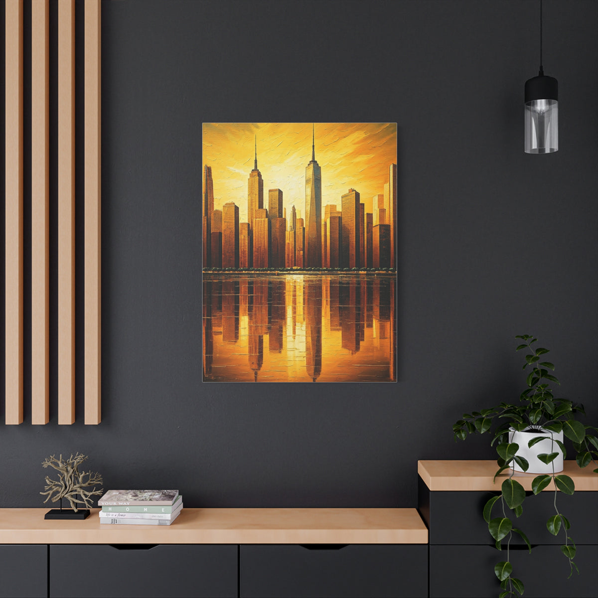 Skyline Reflections in Gold Wall Art & Canvas Prints