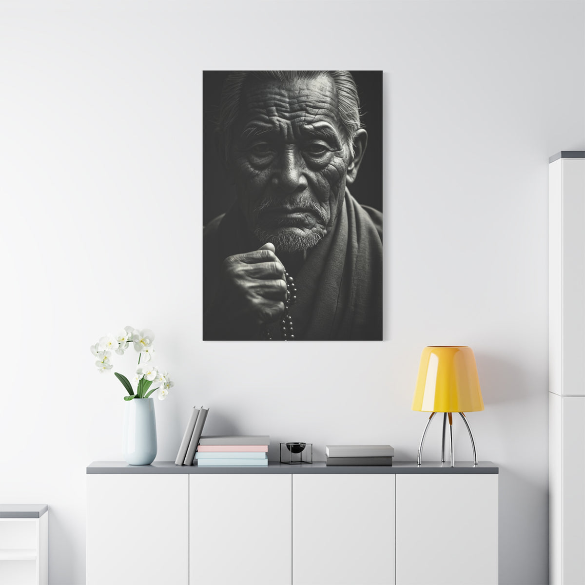 Elder Man with Reflective Expression Wall Art & Canvas Prints