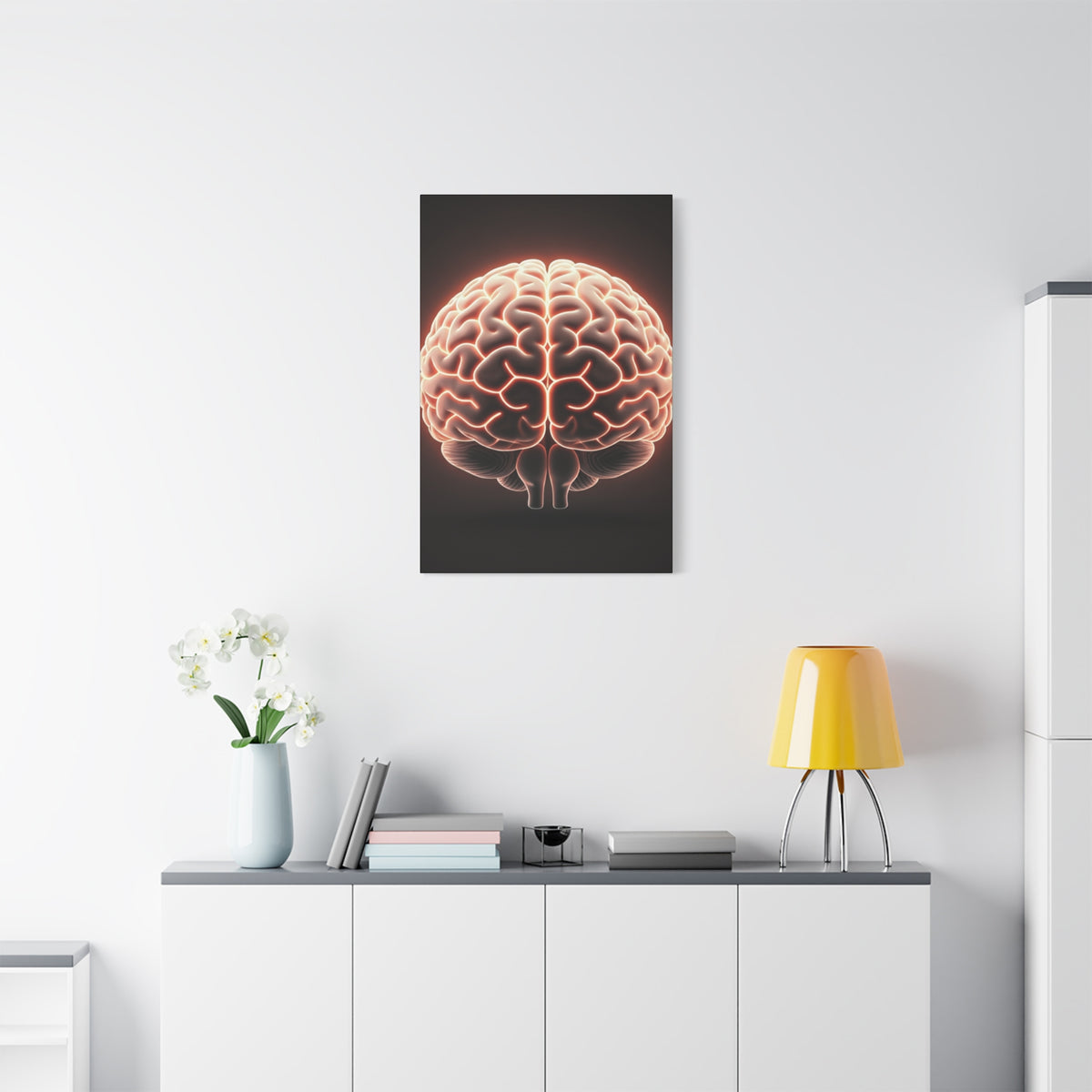 Neon Brain Art Canvas – Glowing Anatomy Wall Decor