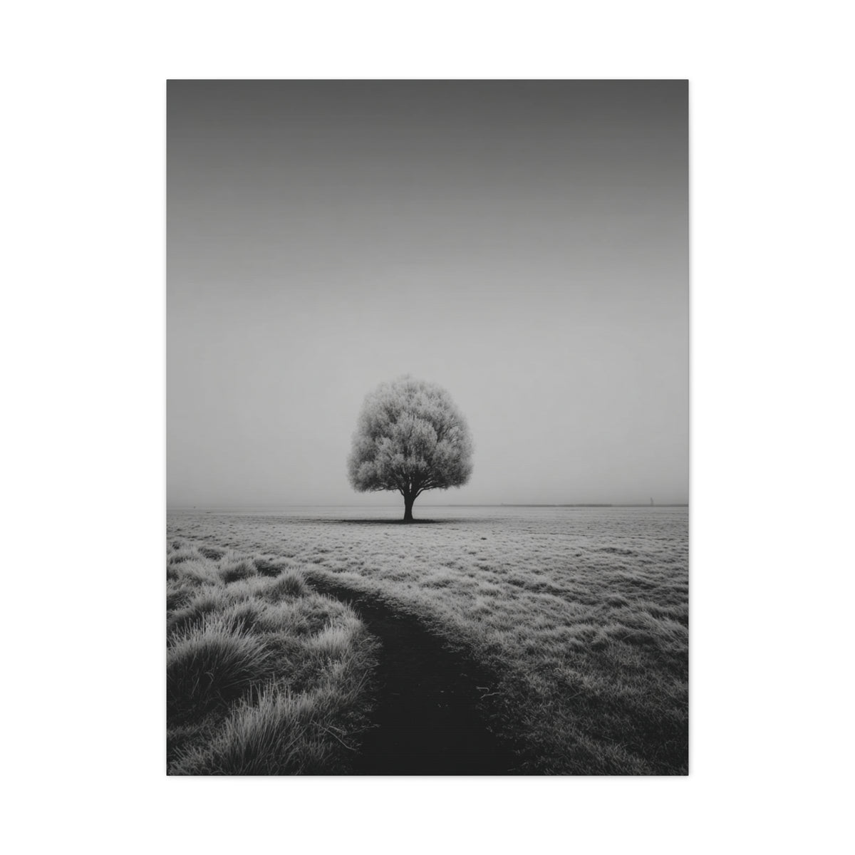 Lone Tree Winter Field Wall Art & Canvas Print