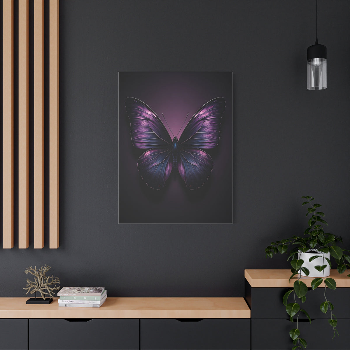 Royal Violet Butterfly Minimalist Portrait Wall Art & Canvas Prints