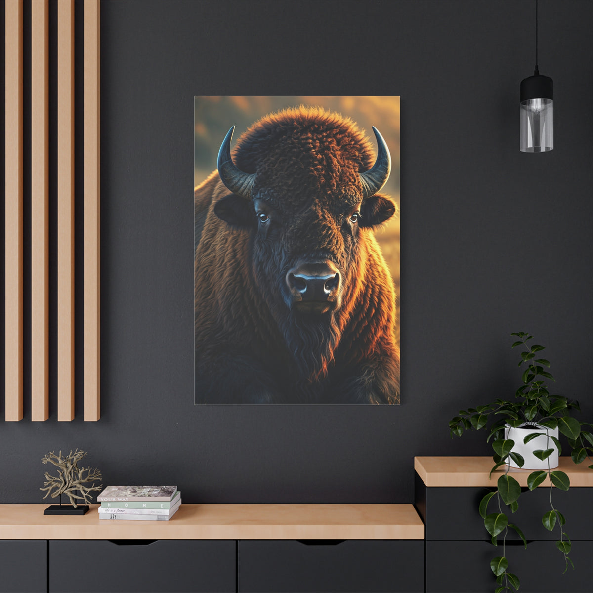 Warm Copper-Toned American Bison Portrait Wall Art & Canvas Print