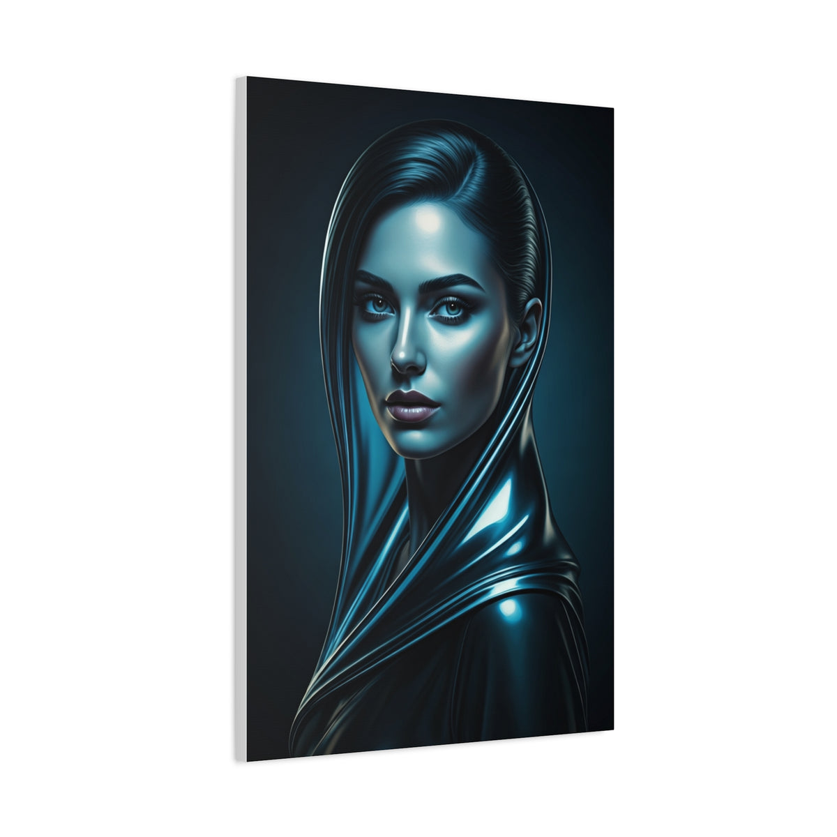 Modern Blue Portrait with Metallic Accents Wall Art & Canvas Prints