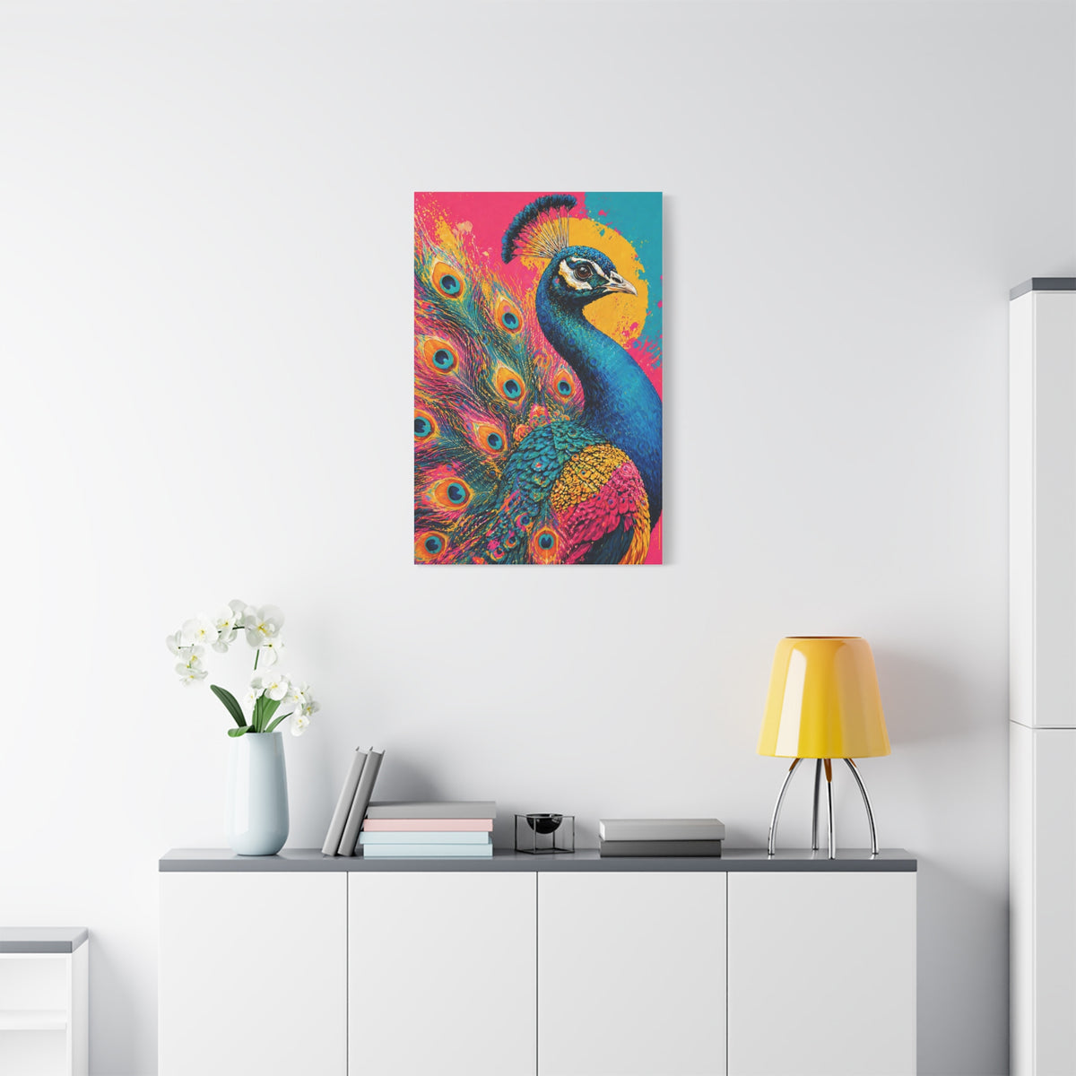 Vibrant Pop Art Peacock Statement Wall Art & Canvas Print