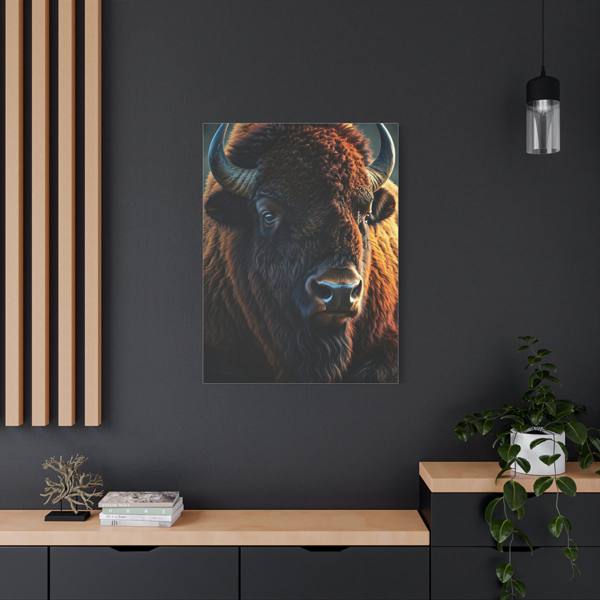 Cinematic Three-Quarter Angle American Bison Portrait Wall Art & Canvas Print