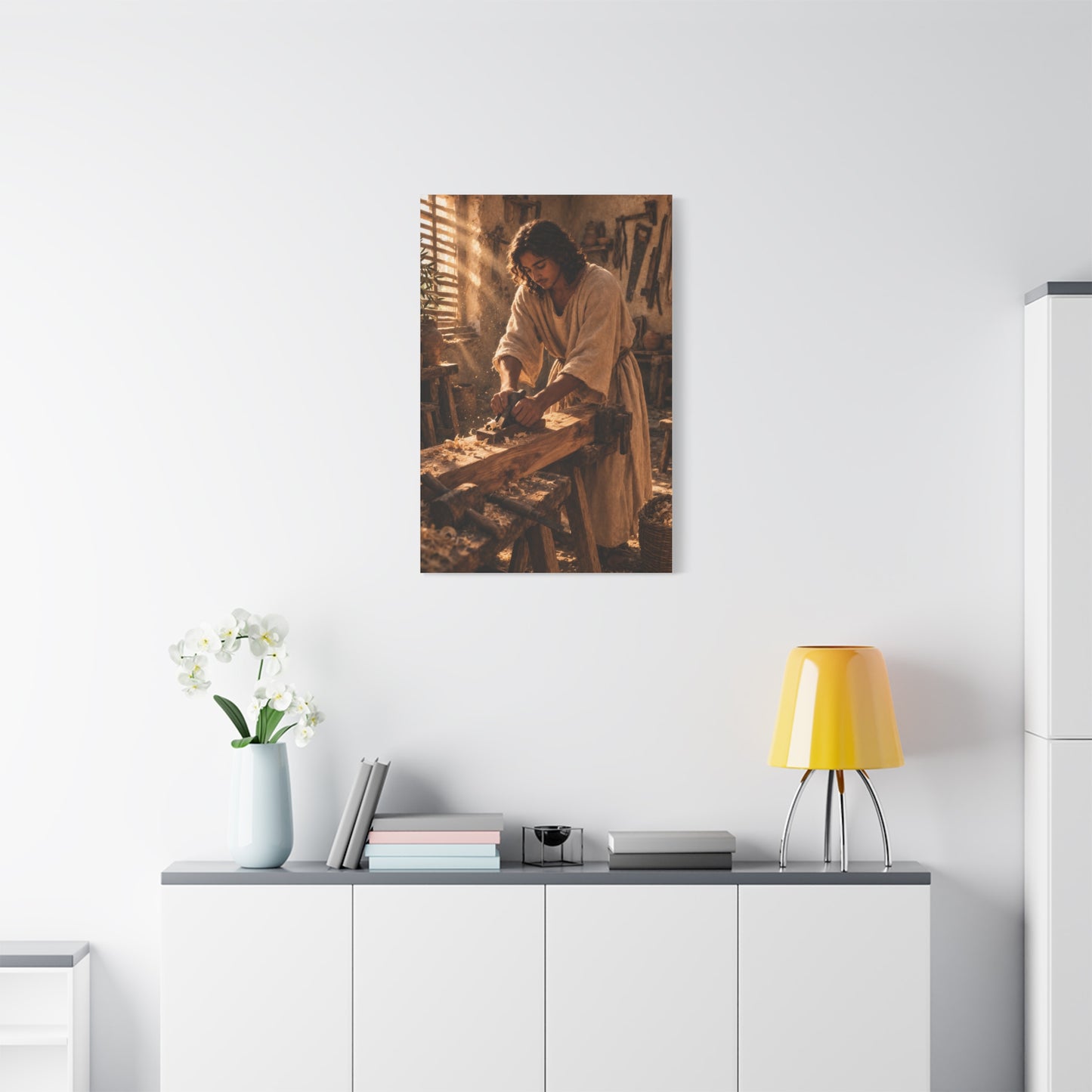 Jesus the Carpenter Workshop Scene Wall Art & Canvas Print