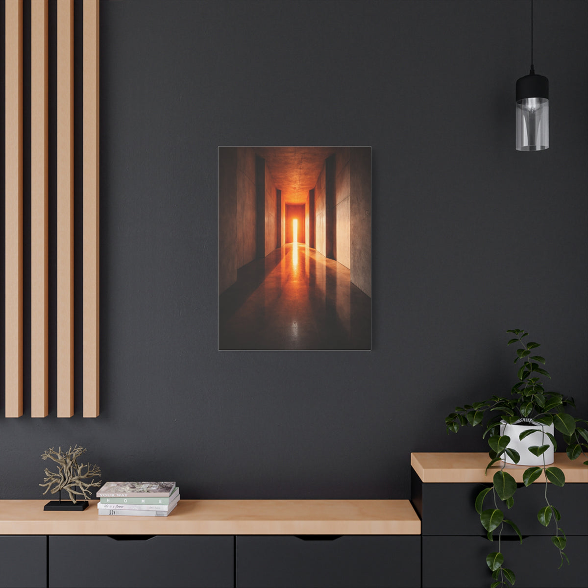 Minimal Orange Light Corridor Wall Art & Canvas Print