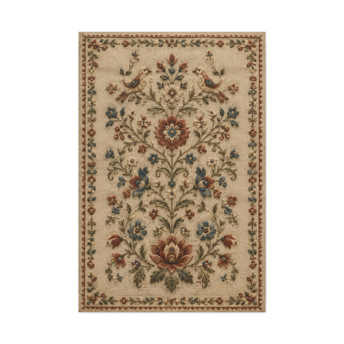 Antique Floral Embroidery Garden Panel Wall Art & Canvas Print