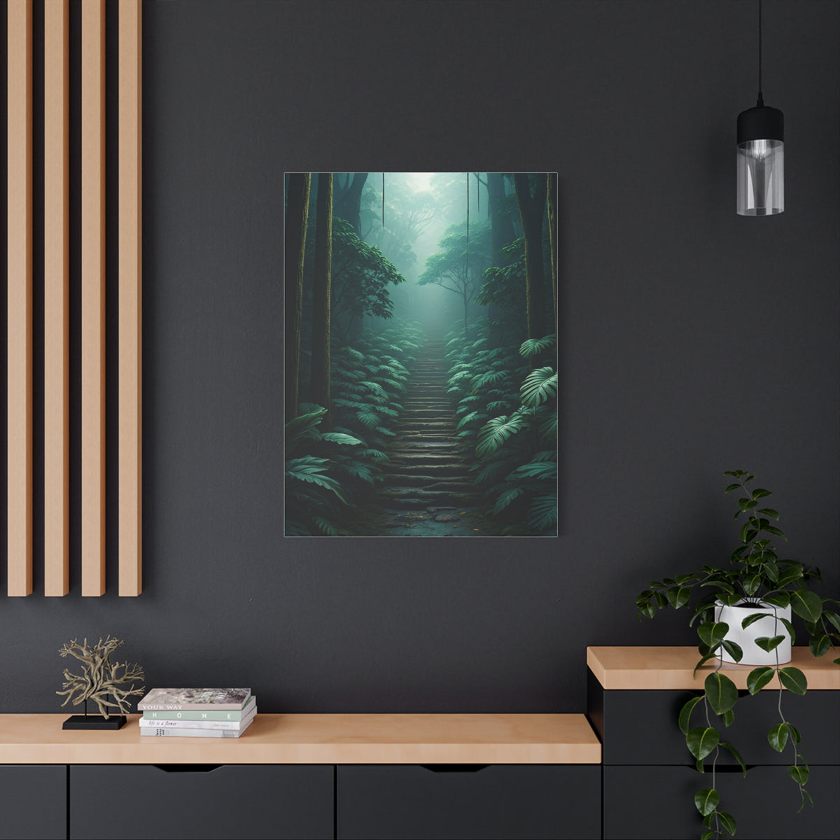 Misty Forest Stairway Path Wall Art & Canvas Prints