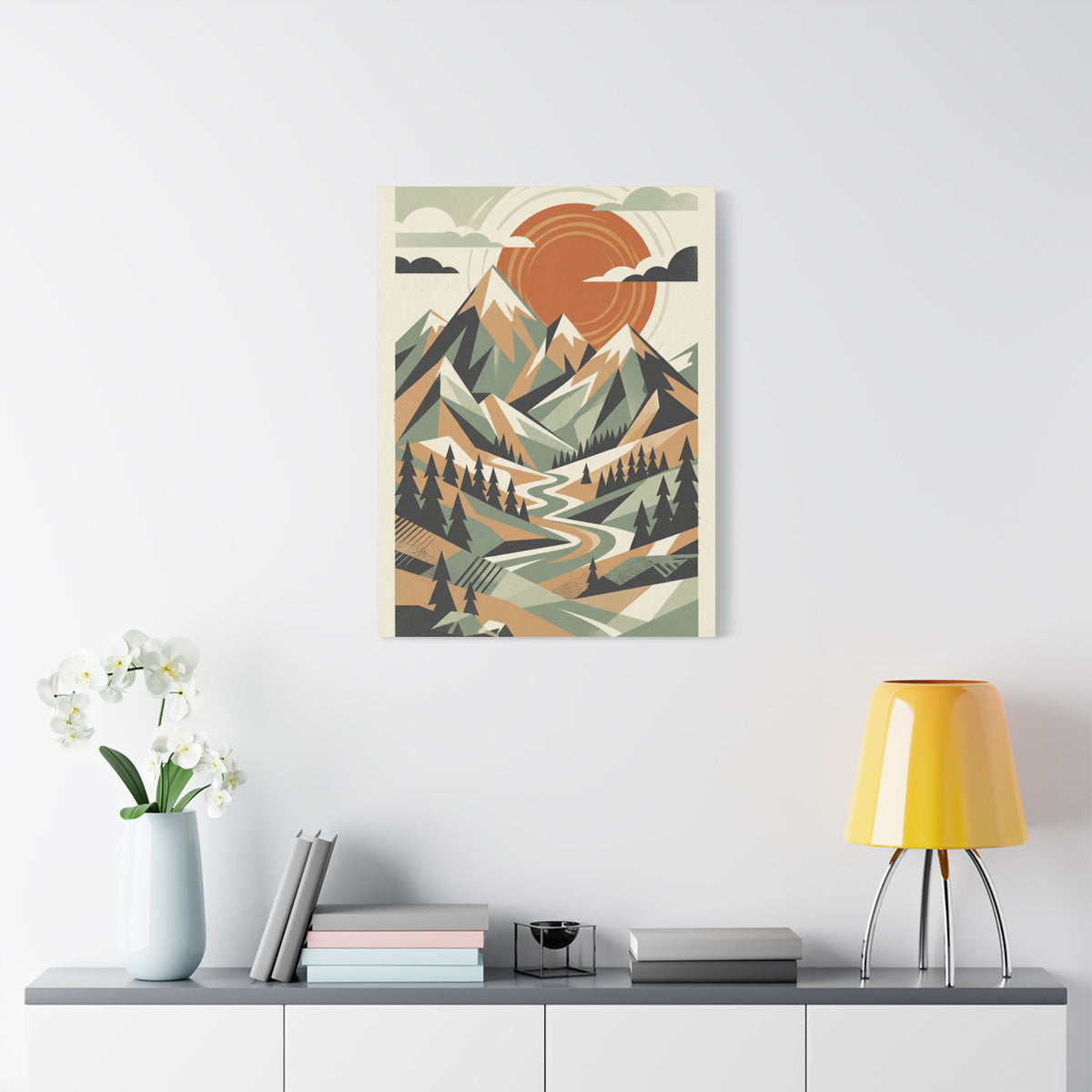 Mid-Century Modern Graphic Mountains Wall Art & Canvas Print