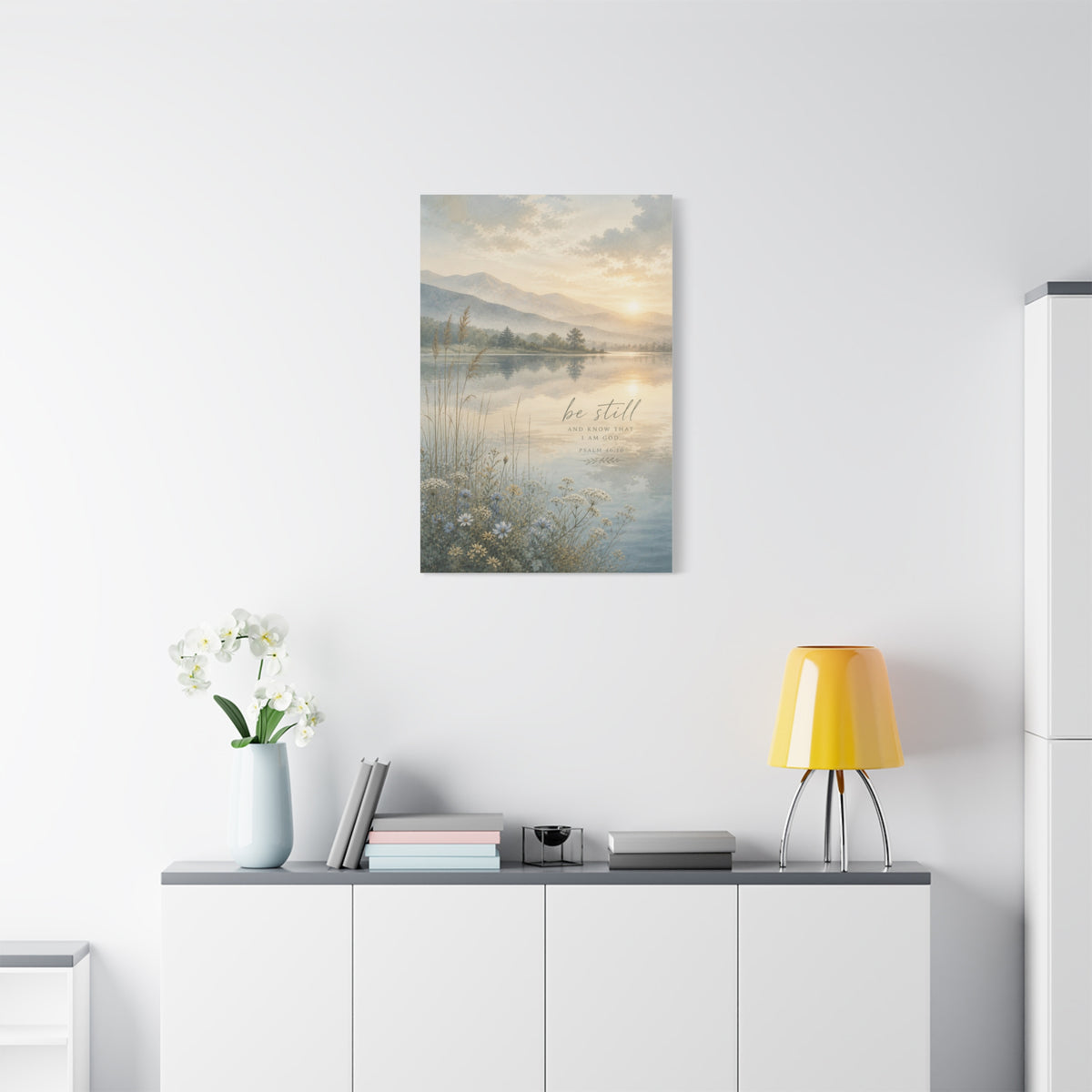 “Be Still” Sacred Lake Landscape Wall Art & Canvas Print