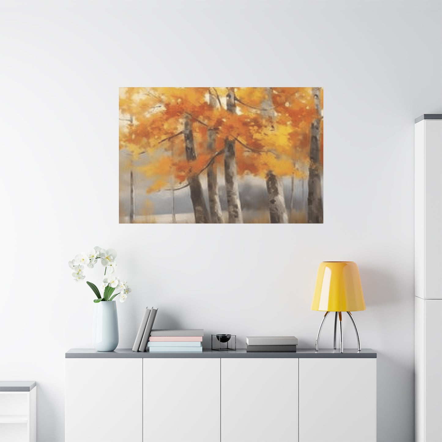 Orange Birch Trees Painting Wall Art & Canvas Prints