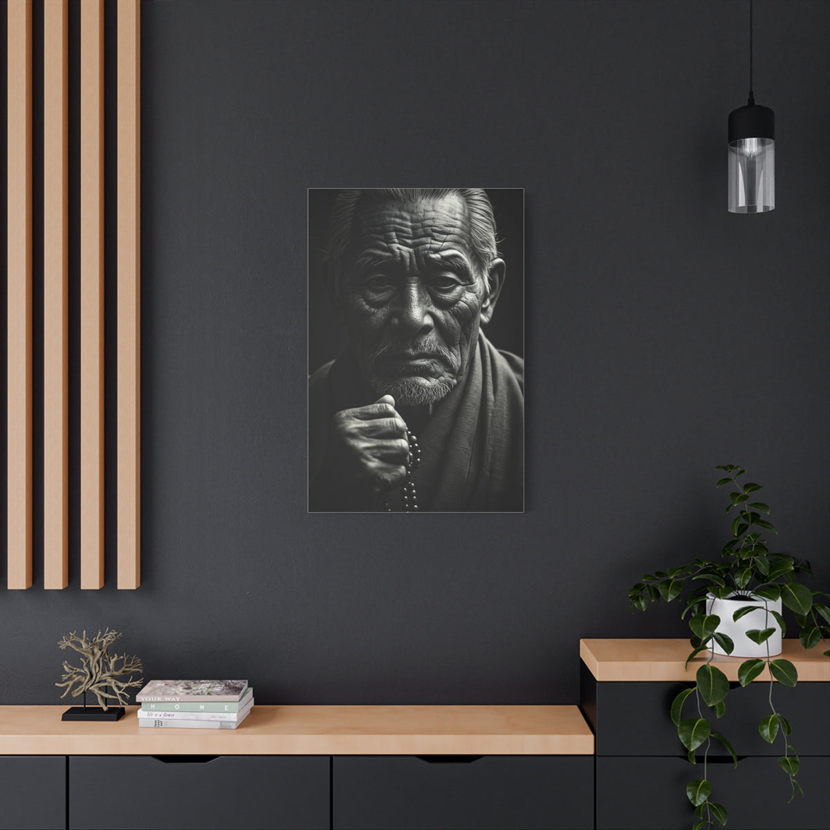 Elder Man with Reflective Expression Wall Art & Canvas Prints
