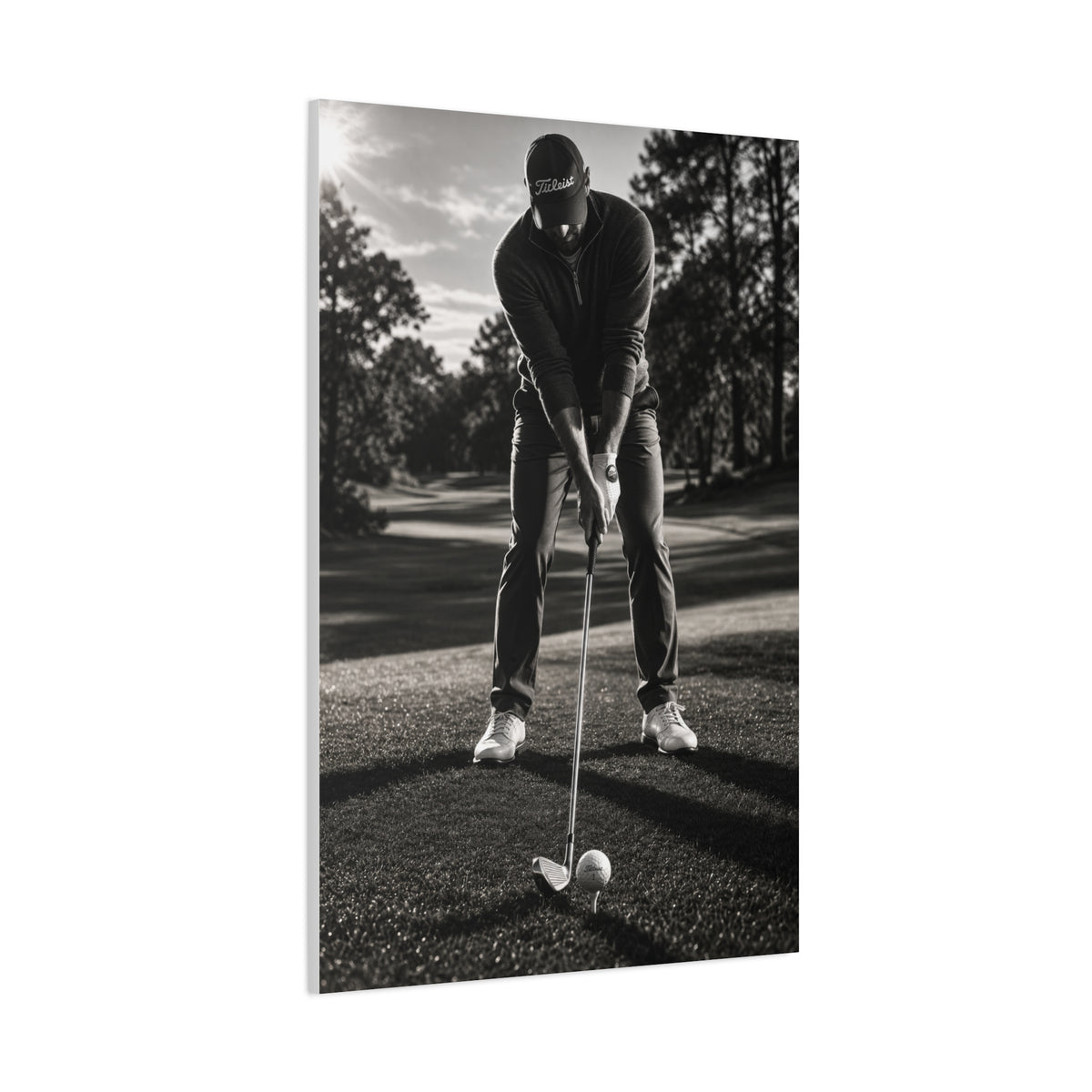 Black and White Golf Grip Portrait Wall Art & Canvas Print