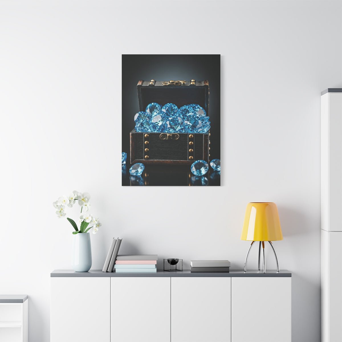 Blue Diamond Treasure Chest Wall Art & Canvas Prints