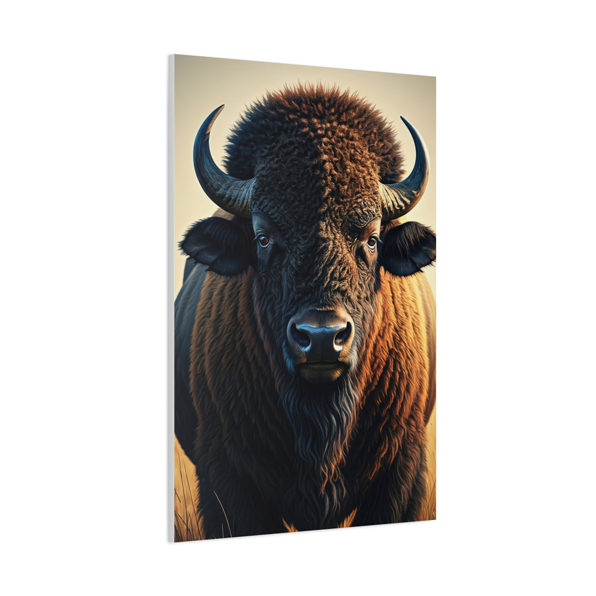 Golden Light American Bison Portrait Wall Art & Canvas Print
